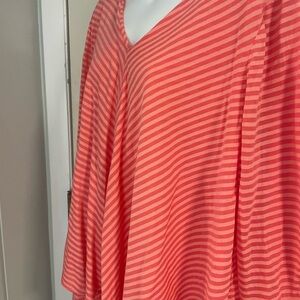 Lulu-B Coral and Salmon Striped Top